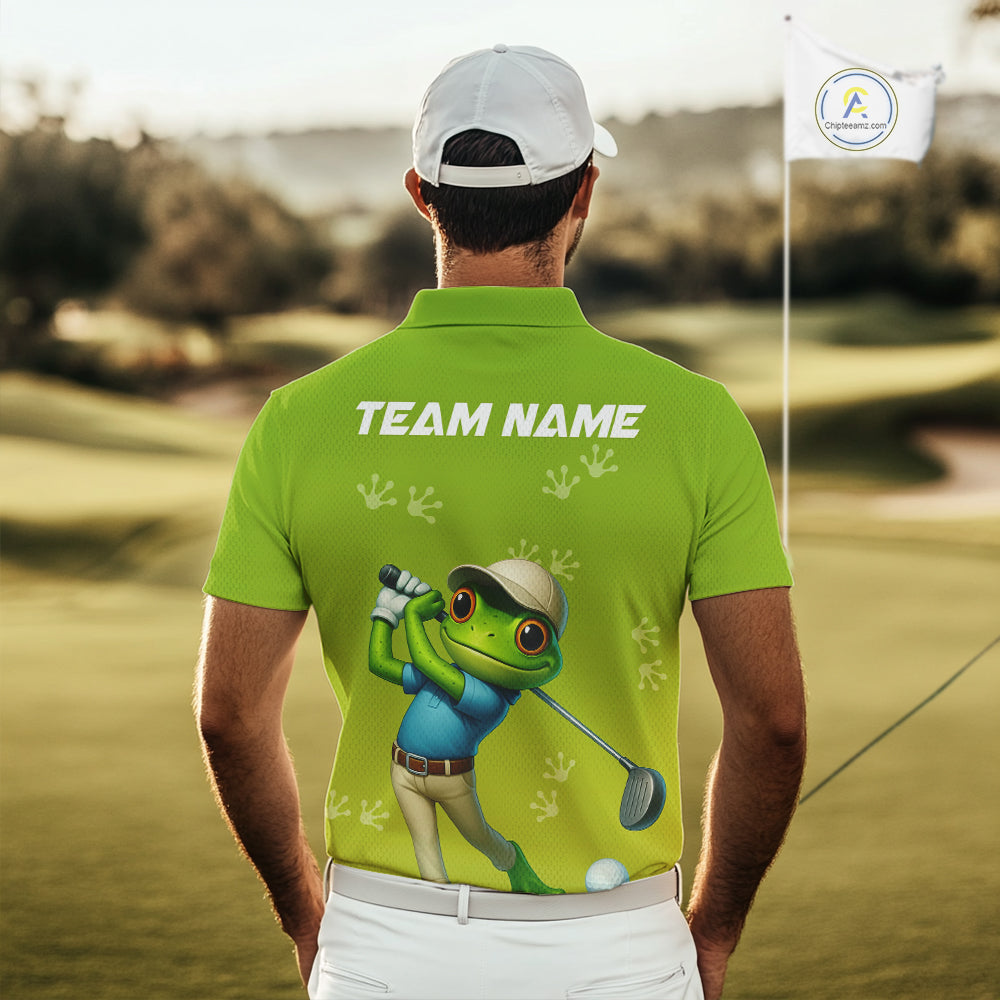 Funny Frog Golf polo shirt for men Custom Green mens golf top, personalized golf gifts NQS11280