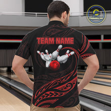 Load image into Gallery viewer, Black and Red Tribal Pattern Bowling Polo, Quarter Zip shirts For Men Custom Team Bowling Jerseys NQS10485