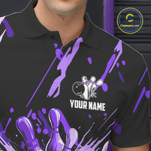 Load image into Gallery viewer, Purple bowling jerseys Bowling Polo, 1/4 Zip Shirt for Men Custom Bowling Team shirts for bowlers NQS11085