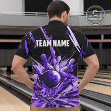 Load image into Gallery viewer, Purple bowling jerseys Bowling Polo, 1/4 Zip Shirt for Men Custom Bowling Team shirts for bowlers NQS11085