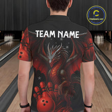Load image into Gallery viewer, Black And Red Dragon Bowling Shirts For Men Custom Name Team Bowling League Jersey, Bowling Gifts NQS11091