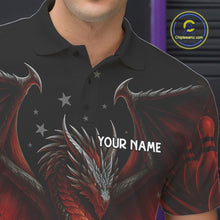 Load image into Gallery viewer, Black And Red Dragon Bowling Shirts For Men Custom Name Team Bowling League Jersey, Bowling Gifts NQS11091
