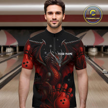 Load image into Gallery viewer, Black And Red Dragon Bowling Shirts For Men Custom Name Team Bowling League Jersey, Bowling Gifts NQS11091
