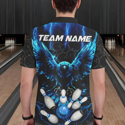 Custom Blue Lightning Thunder Eagle Mens Bowling Shirts Black Bowling Camo Team Jersey Outfits NQS9578