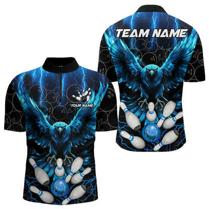 Custom Blue Lightning Thunder Eagle Mens Bowling Shirts Black Bowling Camo Team Jersey Outfits NQS9578