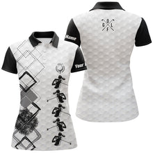 Load image into Gallery viewer, Black and white Womens golf polo shirts custom name women's golf apparel, gifts for golf lovers NQS3956