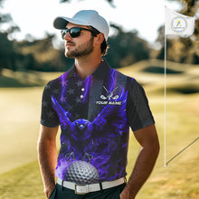 Load image into Gallery viewer, Black American flag Men golf polo shirt Custom purple lightning thunder Eagle patriotic team Golf top NQS11094