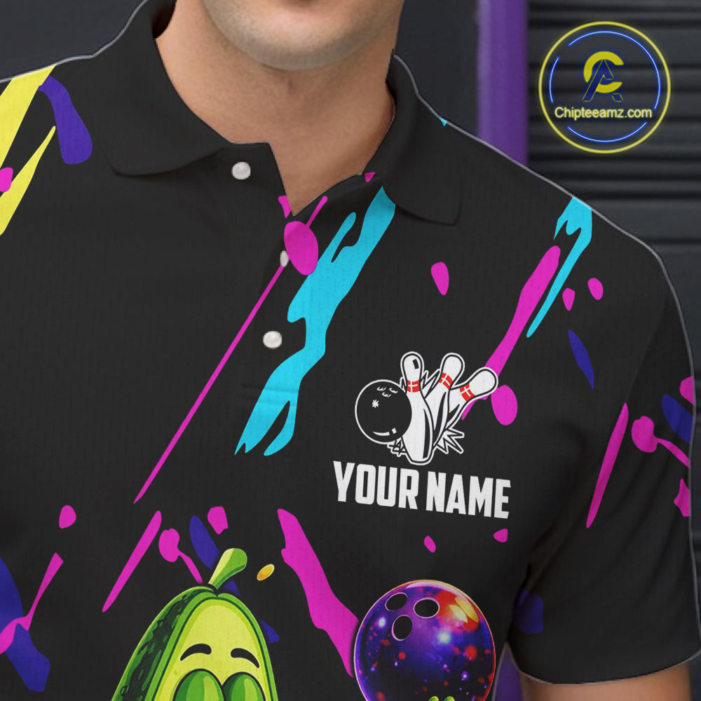 Colorful bowling jerseys funny avocado Bowling Shirts for Men Custom Bowling Team shirts for bowlers NQS11520