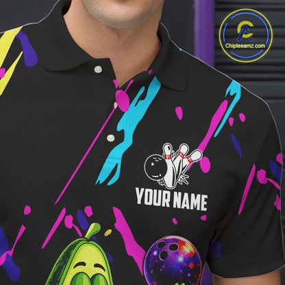 Colorful bowling jerseys funny avocado Bowling Shirts for Men Custom Bowling Team shirts for bowlers NQS11520
