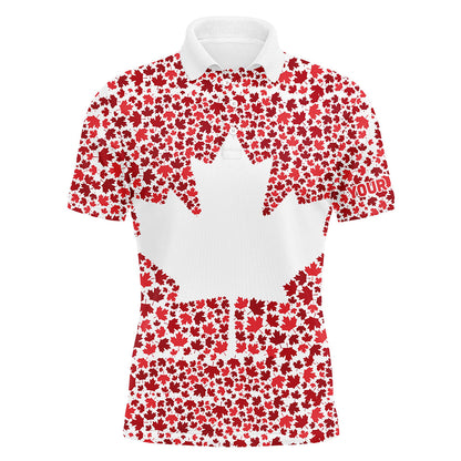 Canadian flag red maple leaf pattern custom patriotic Mens golf polo shirts, mens patriotic polo NQS7878