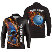 Load image into Gallery viewer, Bowling Skull on fire Bowling polo shirts for men custom team Skull Bowling jerseys NQS6197