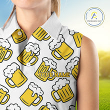 Load image into Gallery viewer, Funny Yellow beer pattern Mens golf polo shirts custom fun golf shirts, cool golf gifts NQS10301