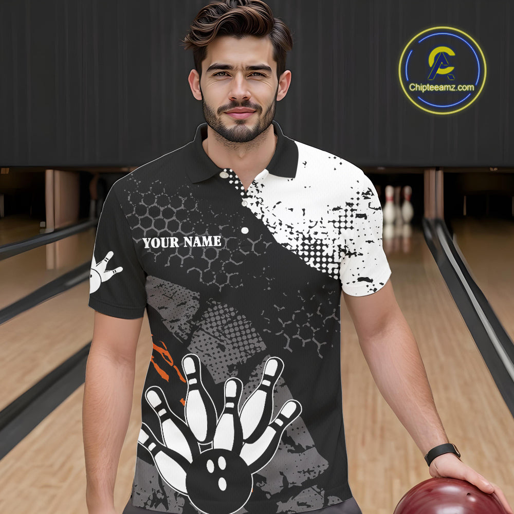 Black and white Mens bowling shirts Custom retro Turkey bowling Thanksgiving bowling team jersey NQS10723