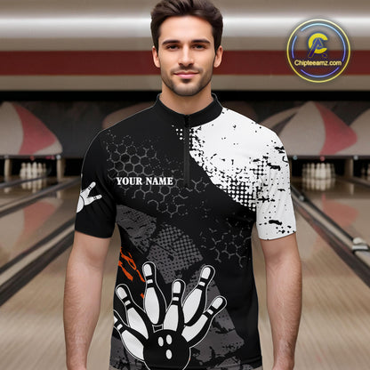 Black and white Mens bowling shirts Custom retro Turkey bowling Thanksgiving bowling team jersey NQS10723