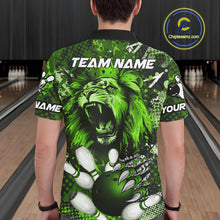 Load image into Gallery viewer, Green Camo Lion roar Bowling Polo, Quarter Zip Shirts for Men Custom Lion Bowling Team jerseys NQS11524