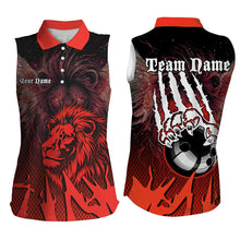 Load image into Gallery viewer, Black and Red Lion Bowling Sleeveless Polo Shirts Custom Team Bowling Jerseys, gift for bowlers NQS9598
