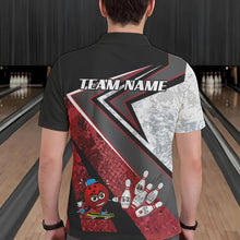 Load image into Gallery viewer, Funny Bowling ball and Pins Mens bowling shirt Custom Camo Bowling Team Jersey, gift for Bowler | Red NQS9604