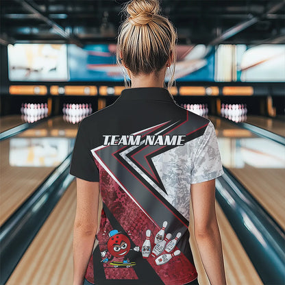 Funny Bowling ball and Pins Women bowling shirt Custom Camo Bowling Team Jersey, gift for Bowler | Red NQS9604