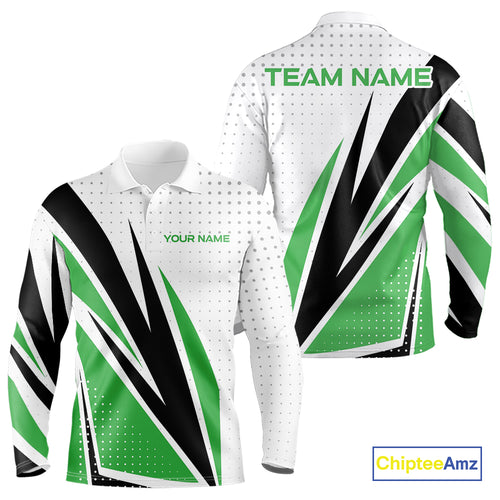 Black, White and Green Golf polo shirts For Mens custom mens golf top, unique golf gifts NQS10010