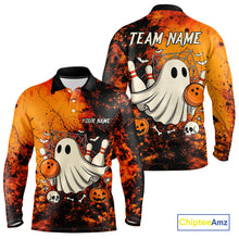 Load image into Gallery viewer, Custom Orange Boo Bowling Men Polo, Quarter Zip Shirts Bowling League Team Jerseys Halloween Outfits NQS10523