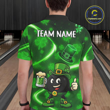 Load image into Gallery viewer, Green shamrock pattern Funny Bowling Shirts For Men Custom St Patrick&#39;s Day Lucky Team Bowling Jersey NQS11133