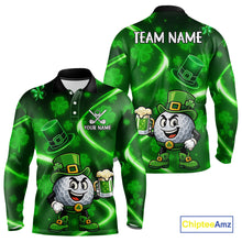 Load image into Gallery viewer, Green shamrock pattern Funny Golf Polo Shirt For Men Custom St Patrick&#39;s Day Lucky men&#39;s golf outfit NQS11134