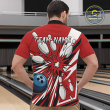Load image into Gallery viewer, Custom Red Bowling Polo, Quarter Zip Shirts For Men, Team Bowling Uniforms League Shirts NQS11135