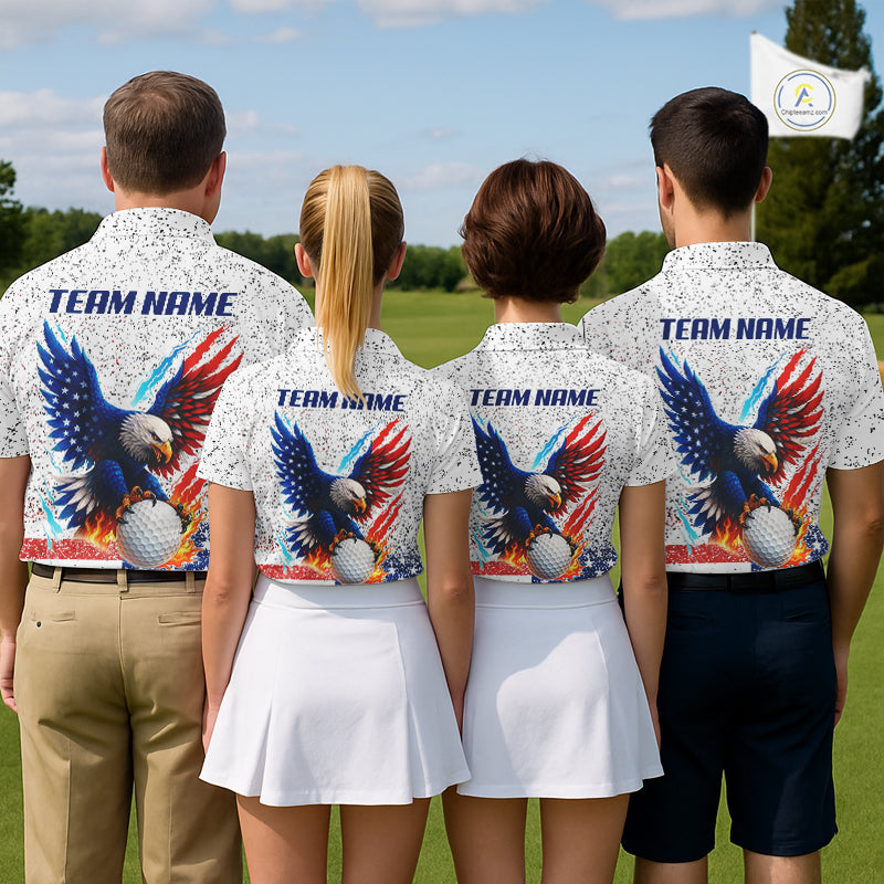 Grunge American Flag Eagle Golf Polo Shirt For Men Custom patriotic Team Golf Attire NQS11328