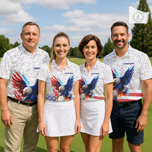 Load image into Gallery viewer, Grunge American Flag Eagle Golf Polo Shirt For Men Custom patriotic Team Golf Attire NQS11328