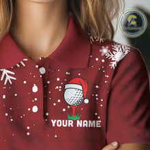 Load image into Gallery viewer, Red Christmas Golf Ball snowflake Women&#39;s Golf Polo shirts Custom Xmas Team Golf Outfits NQS10950