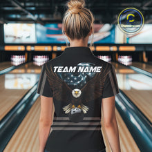 Load image into Gallery viewer, Eagle US Flag Black retro Bowling Shirts For Women Custom patriotic vintage Bowling Team Outfits NQS11141