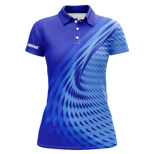 Womens golf polo shirts custom blue pattern sport golf attire for women, personalized golf gifts NQS6243