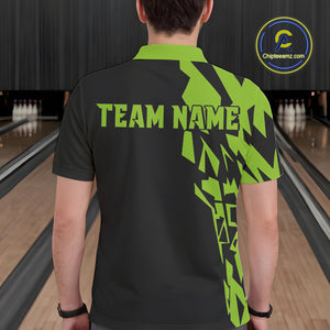 Black And Green Camo Custom Bowling Shirts For Men, Bowling Team Shirts NQS10753