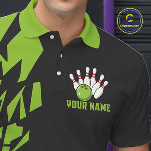 Black And Green Camo Custom Bowling Shirts For Men, Bowling Team Shirts NQS10753