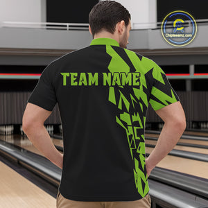 Black And Green Camo Custom Bowling Shirts For Men, Bowling Team Shirts NQS10753