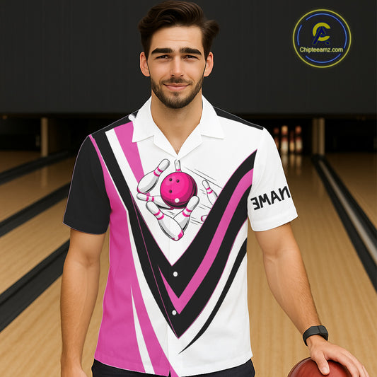 Custom Funny Bowling Hawaiian Shirts I'm not swearing, I'm using my bowling words Pink bowl shirts NQS11547