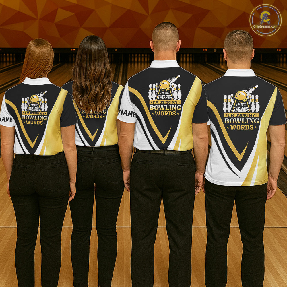 Custom Funny Bowling shirts for men I'm not swearing, I'm using my bowling words Gold bowl shirts NQS11548