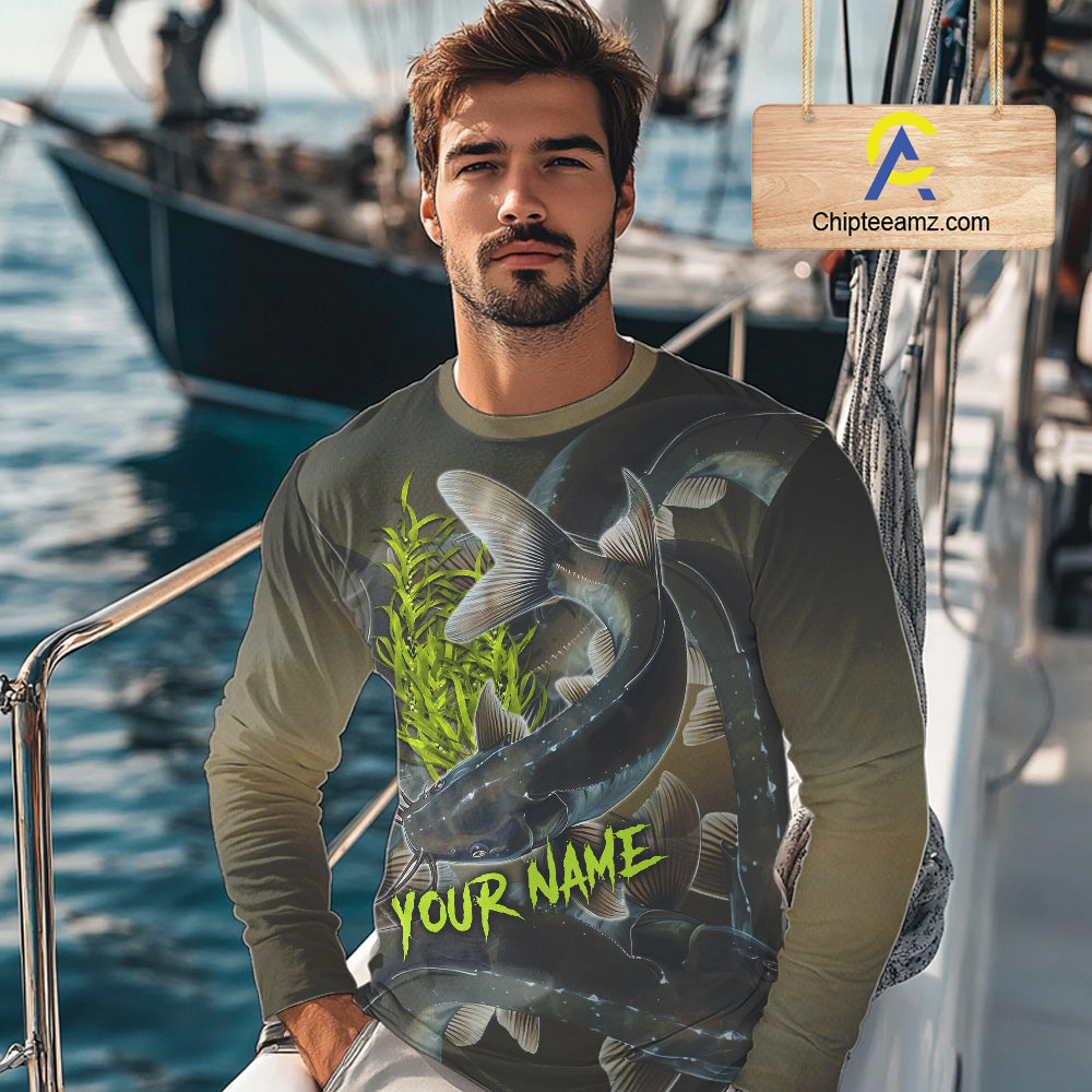 Personalized Catfish Fishing jerseys, Catfish scales long sleeve fishing shirts uv protection NQS10332