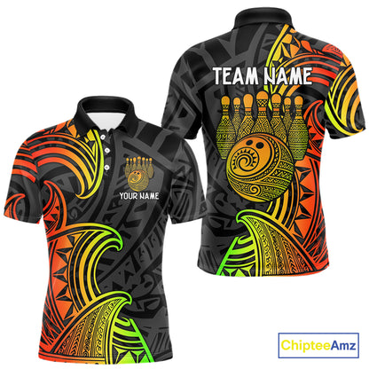 Personalized Black and Colorful Tribal pattern Bowling Shirts For Men Custom Team Bowling Jersey NQS10764
