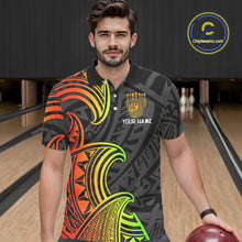 Load image into Gallery viewer, Personalized Black and Colorful Tribal pattern Bowling Shirts For Men Custom Team Bowling Jersey NQS10764