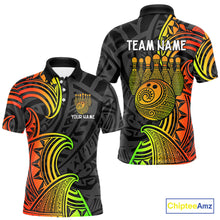 Load image into Gallery viewer, Personalized Black and Colorful Tribal pattern Bowling Shirts For Men Custom Team Bowling Jersey NQS10764
