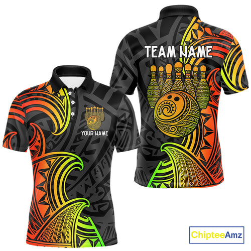 Personalized Black and Colorful Tribal pattern Bowling Shirts For Men Custom Team Bowling Jersey NQS10764