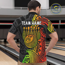 Load image into Gallery viewer, Personalized Black and Colorful Tribal pattern Bowling Shirts For Men Custom Team Bowling Jersey NQS10764