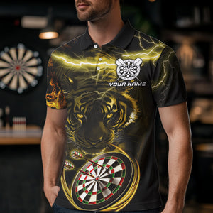 Personalized Yellow Lightning Thunder Storm Tiger Darts Shirts For Men Custom Dart Team Jerseys NQS9465