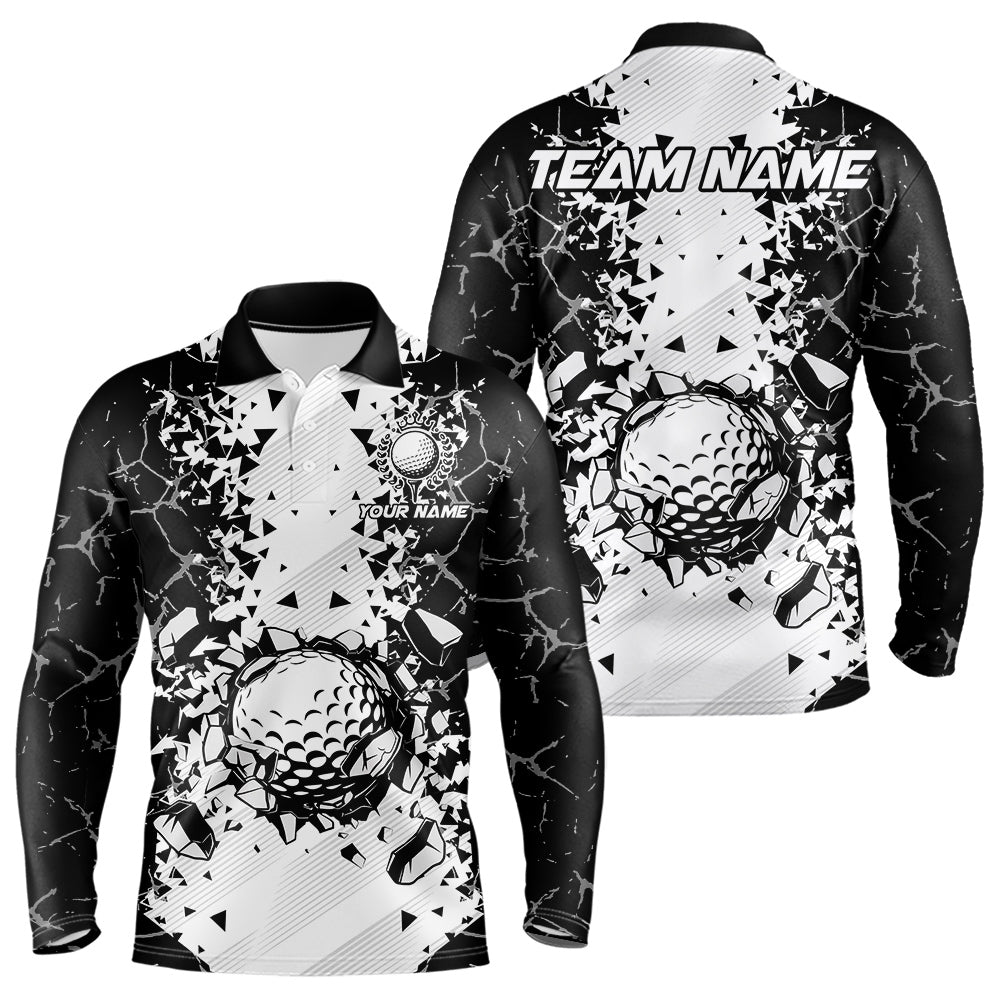 Black and White broken Golf ball Polo shirt for men Custom Team golf uniform mens golf tops NQS9787