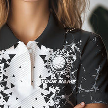 Load image into Gallery viewer, Black and White broken Golf ball Polo shirt for Women Custom Team golf uniform ladies golf tops NQS9787