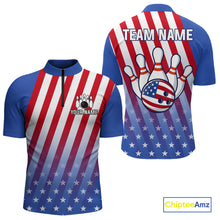 Load image into Gallery viewer, Red, White and Blue US Flag Bowling Shirts for Women Custom Patriotic Bowling Team Jerseys NQS11148