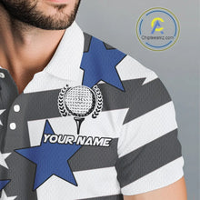 Load image into Gallery viewer, Gray and White American Flag Eagle Golf Polo shirt for Men Custom patriotic team golf outfit for men NQS9798