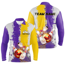 Load image into Gallery viewer, Yellow and Purple Camo Bowling Polo, 1/4 zip shirts Custom Team Men Bowling jerseys NQS8157
