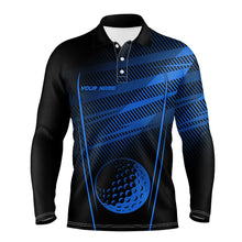 Load image into Gallery viewer, Black and Blue Pattern Golf ball custom Mens golf polo shirts, personalized golf gifts for men NQS8160